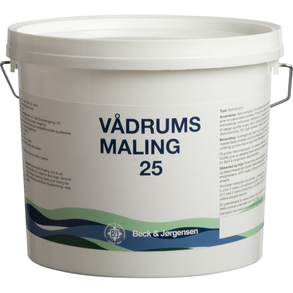 Vådrumsmaling, Glans 25, 2,7 Ltr