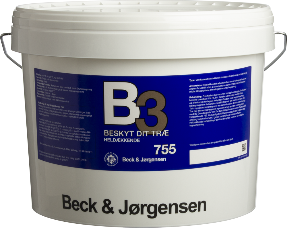 B3 Heldæk. Træbesk. Vand Sort 9 ltr